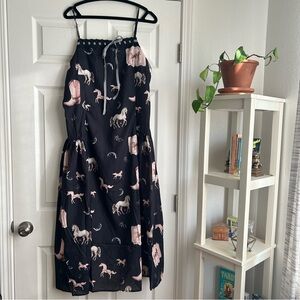 BaeVely black horse and cowgirl midi dress size 2x nwt